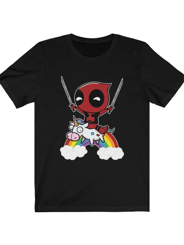 Unicorn Deadpool  Tshirt - Black (2XL)