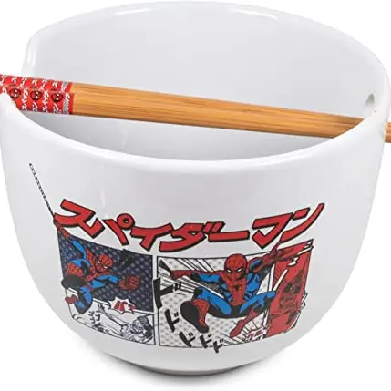 Marvel Spiderman Ramen Bowl with Chopsticks