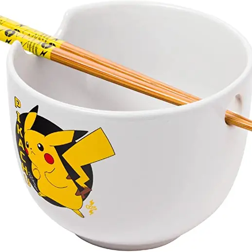 Pokemon Pikachu Ceramic Ramen Bowl with Chopsticks