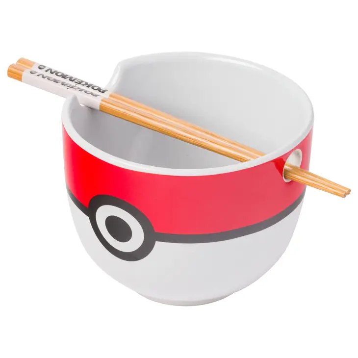 Pokemon Pokeball Ceramic Ramen Bowl With Chopsticks