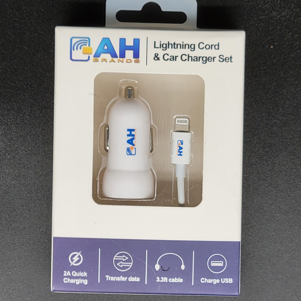 AH Brands Lightning Cord & Car Charger Set