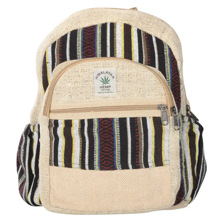 Hemp Backpack Multi Stripes Handmade From Nepal