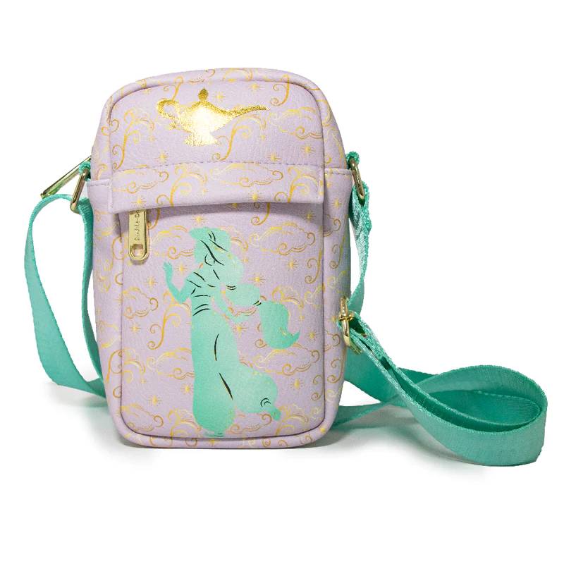 Princess Jasmine Pose Silhouette and Lamp Lavender/Gold Cross Body Bag