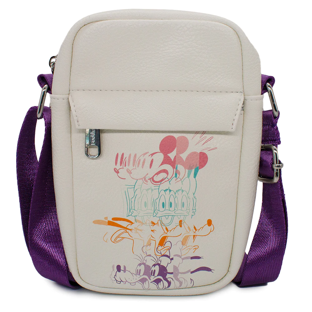 Disney Mickey and Friends Fab Four Split Expressions Ivory/Multi Color Cross Body Bag