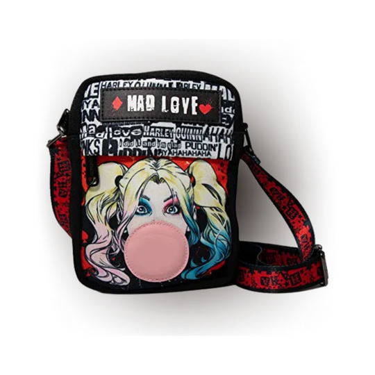 Harley Quinn MAD LOVE/Bubble Gum Pose Black/Red Cross Body Bag