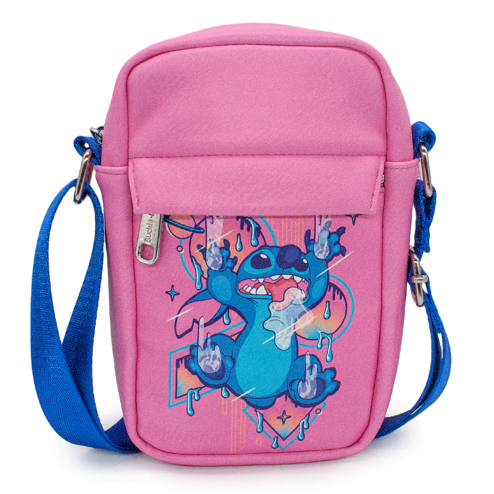 Lilo & Stitch Stitch Sliding in Space Pose Pinks/Blues Cross Body Bag