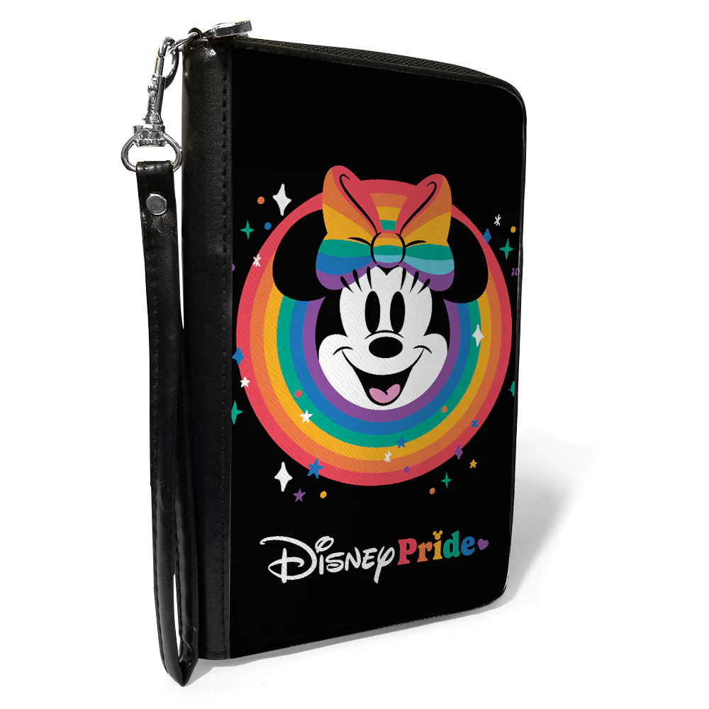 Minnie Mouse DISNEY PRIDE Smiling Face Black/Rainbow Zip Around Wallet