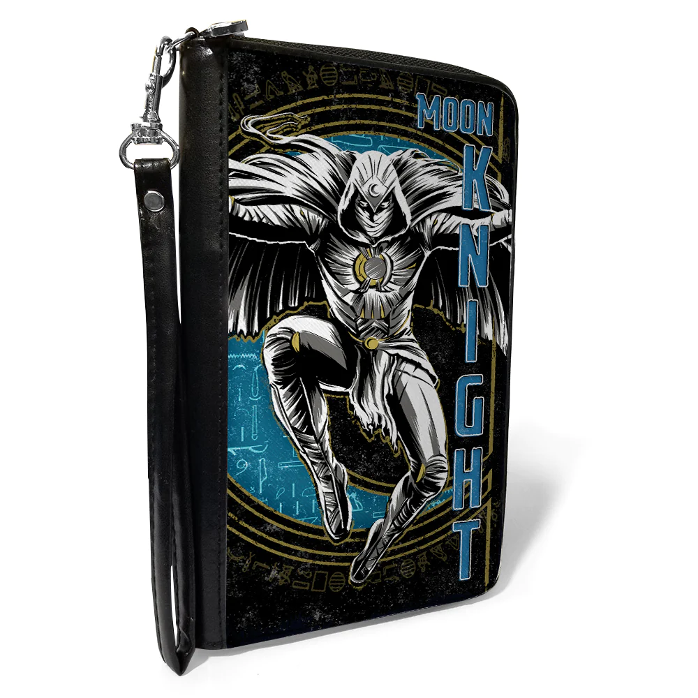 MOON KNIGHT Jumping Action Pose Black/Blues Zip Around Wallet