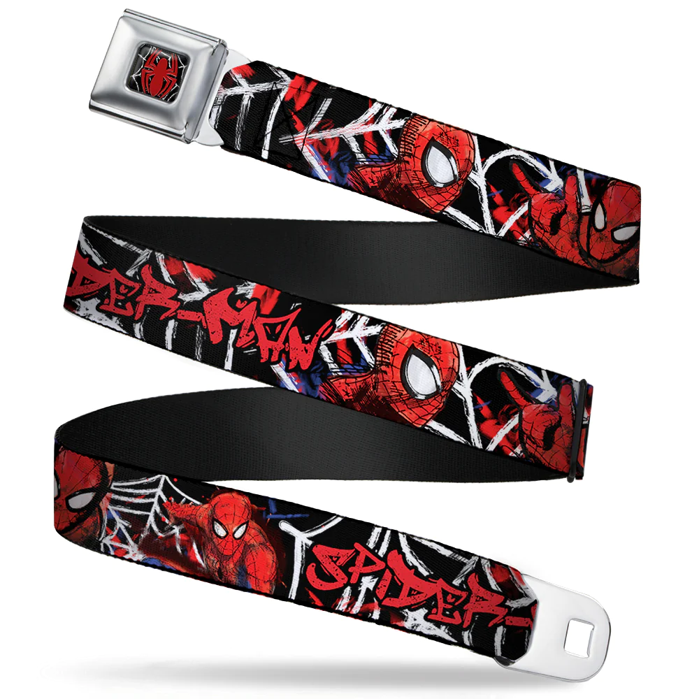 Spider Logo2/Spider Web Full Color Black/White/Red - Seatbelt Belt