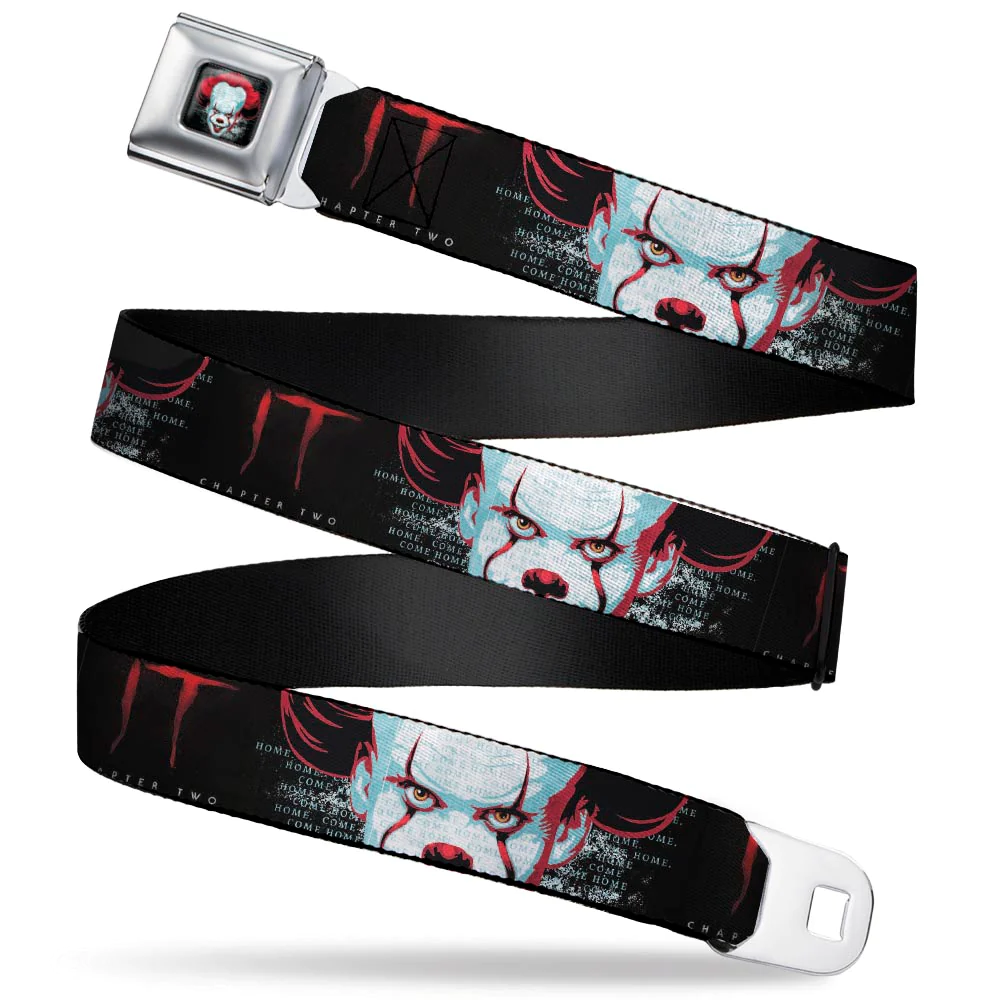 It Chapter Two Pennywise Face Full Color Black/Reds/Blues - Seatbelt Belt