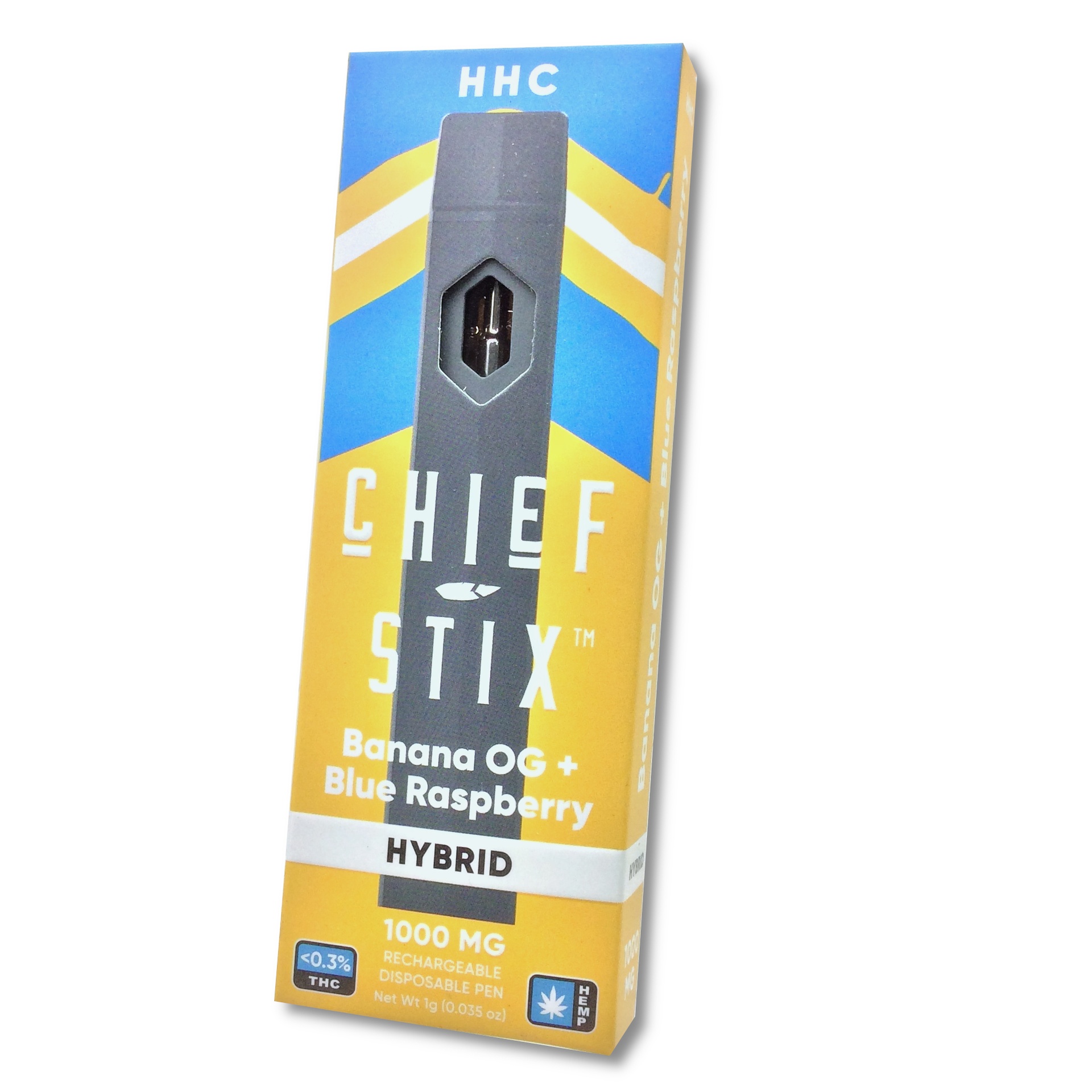 [850041529769] Chief Stix HHC 1000Mg Rechargable Disposable (Hybrid Banana OG + Blue Raspberry)