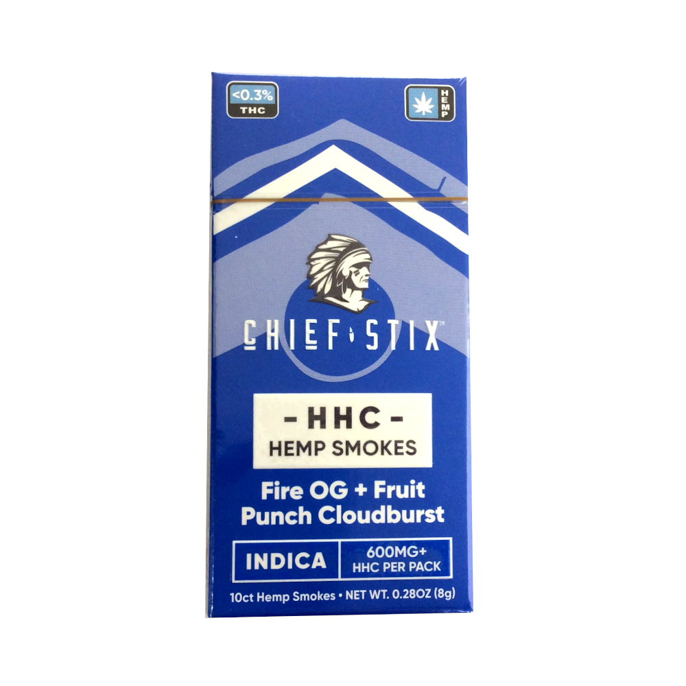 [850037807802] Chief Stix HHC 600MG 10ct Hemp Smokes (Indica Fire OG + Fruit Punch Cloudbur)