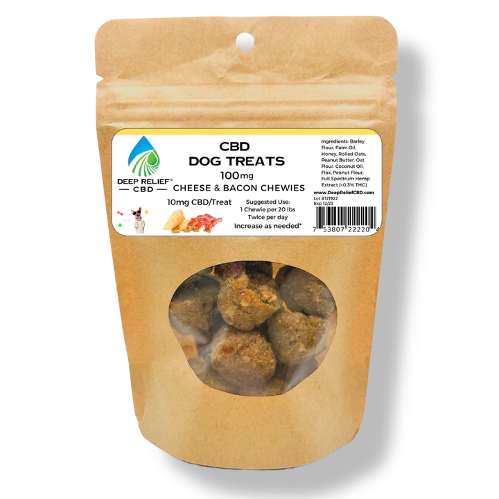 Deep Relief Dog Treats 100mg (Cheese & Bacon Chewies)