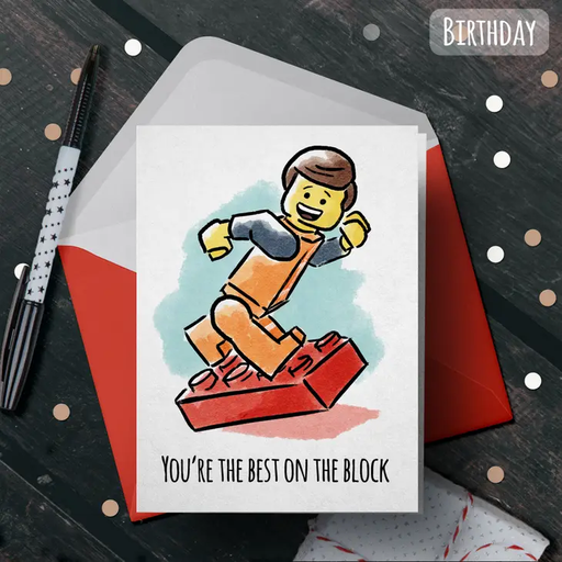 "Best on the Block" - Lego Movie Birthday Card