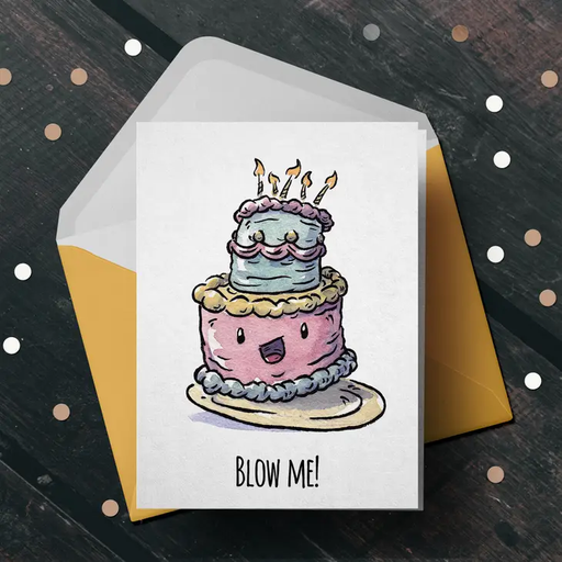 "Blow me!" - Cheeky Crude Birthday Cake Card