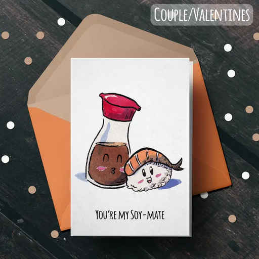 "My Soymate" - Sushi Valentines, Love, Anniversary Card