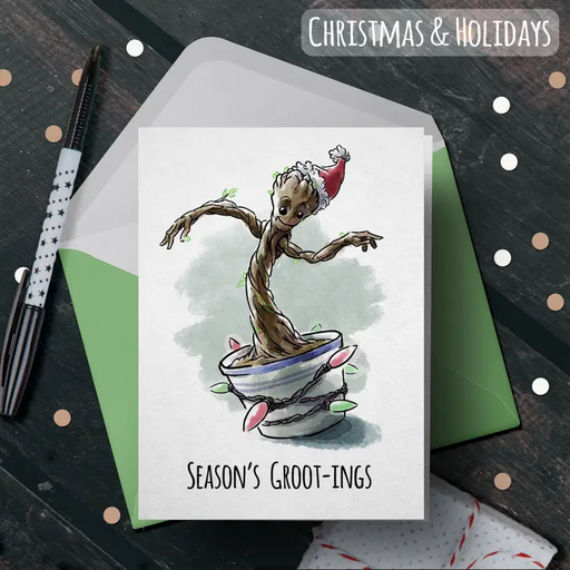 "Season's Gootings" - Nerdy Superhero Guardian Christmas Card