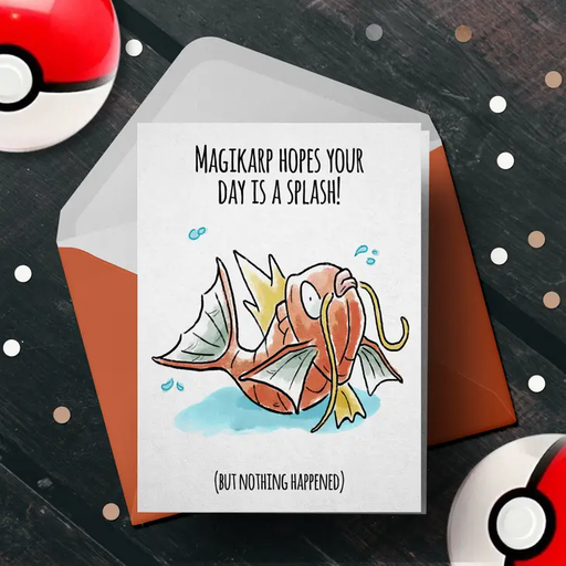 "Used Splash" - Magikarp Pokemon Birthday Card for Gamer