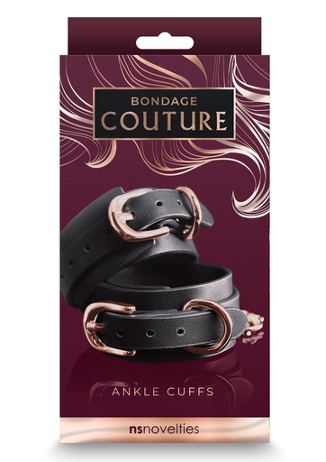 Bondage Couture PU Leather Ankle Cuffs Black