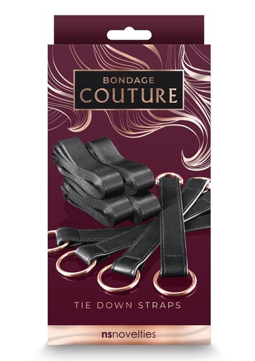 Bondage Couture PU Leather Tie Down Straps Black