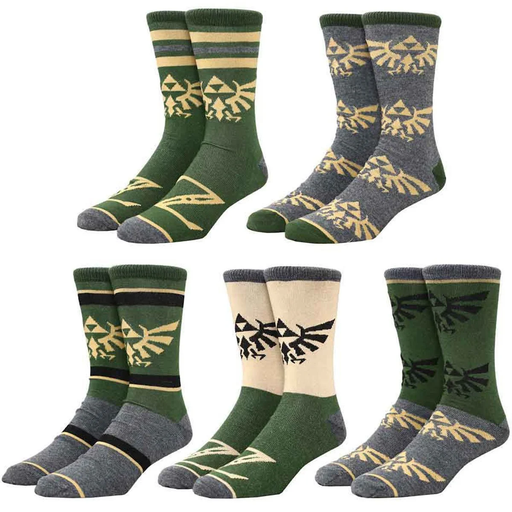 [196179223606] Zelda Hyrule Crest Socks 5 Pack