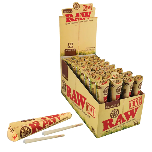 RAW Organic Hemp 1 1/4 Cones 6 Pack