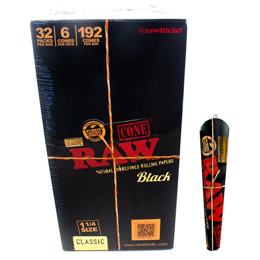 RAW Black Classic 1 1/4 Cones 6 Pack