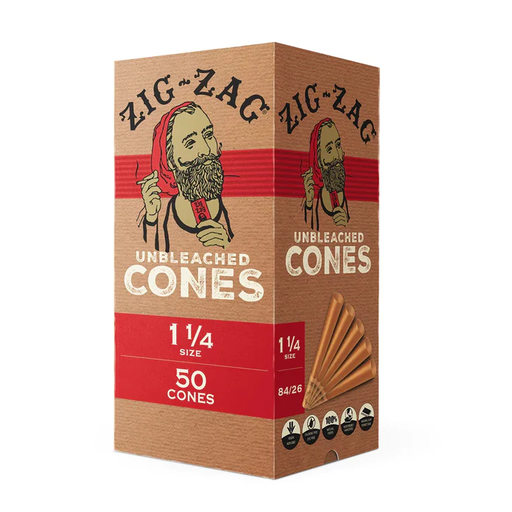 Zig Zag Unbleached 1 1/4 Cones 50 Pack