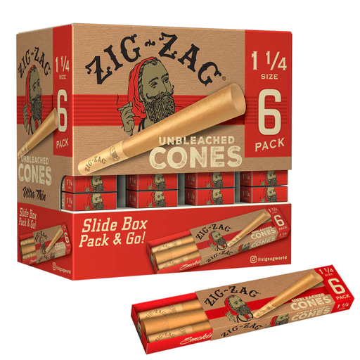 Zig Zag Unbleached 1 1/4 Cones 6 Pack