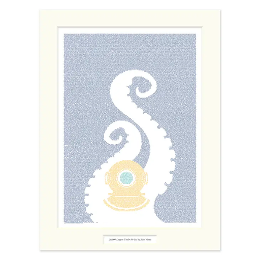 [leagues_12x16_blue] 20,000 Leagues Under the Sea Matted Print