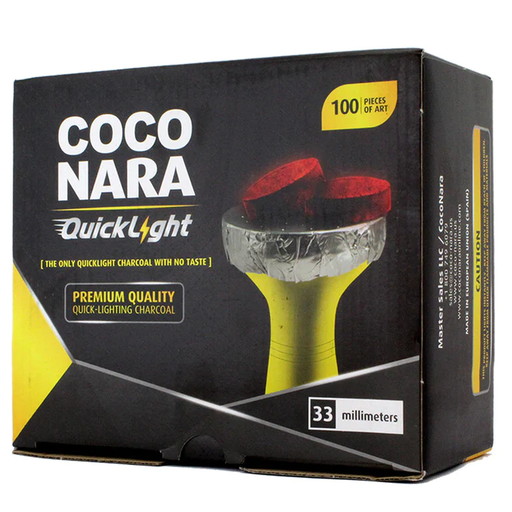 Coco Nara QuickLight 33mm Hookah Charcoal 100 Pcs