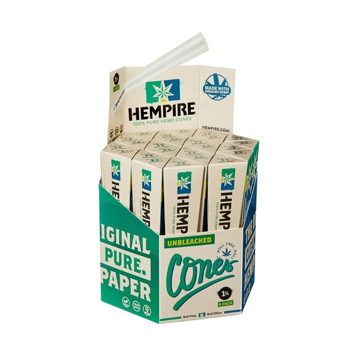 [033300043002] HEMPIRE 100% Pure Organic Hemp Cones 1 1/4 6 Pack