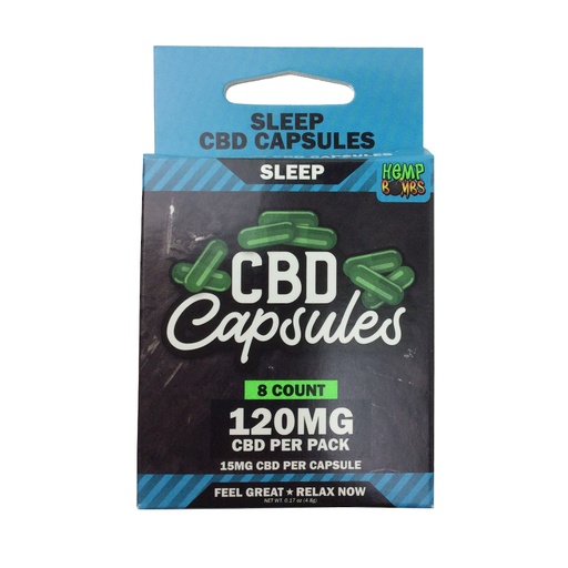 [HB-CBD-SLEEP-CAP-120MG] Hemp Bombs Sleep CBD Capsules 8ct 120mg