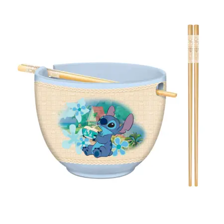 [LI2622KD] Lilo and Stitch 20oz Ceramic Ramen Bowl with Chopsticks