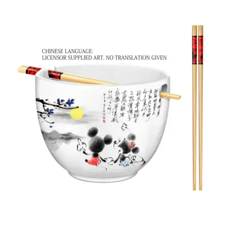 [DL1688KD] Mickey and Minnie 20oz Ceramic Ramen Bowl with Chopsticks