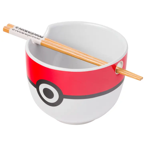 [PK1605KD] Pokemon Pokeball Ceramic Ramen Bowl With Chopsticks