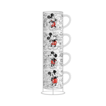 [DL1645R1] Mickey Heritage Sketch 4pc 3oz Stackable Ceramic Mug Set