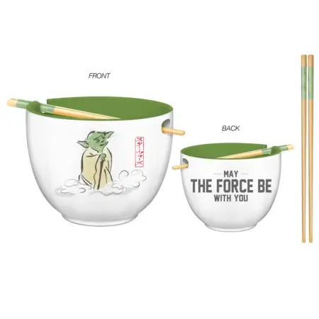 [SW1666KD] Star Wars Yoda 20oz. Ceramic Ramen Bowl with Chopsticks