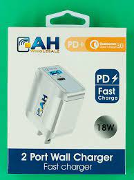 [0618528849997] AH Brands 2 Port Wall Charger