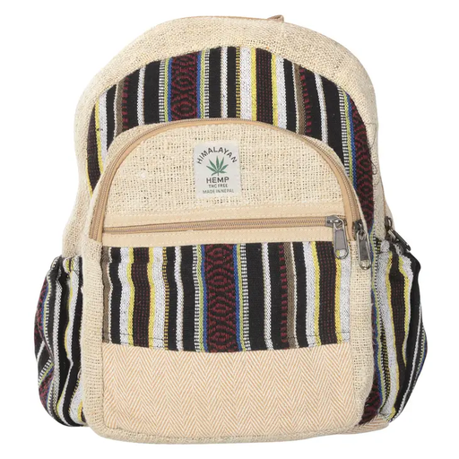 [754617451358] Hemp Backpack Multi Stripes Handmade From Nepal