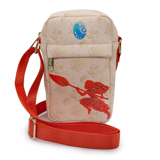 [WWMN-01-DYAOE] Moana Paddle Pose Silhouette and Floral Icons Beige/Orange Cross Body Bag