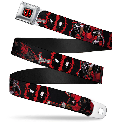 [SBB-MS-DPA-WDP031] Deadpool Logo Full Color Black/Red/White - Seatbelt Belt