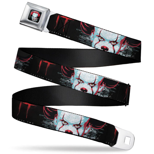 [0190882840488] It Chapter Two Pennywise Face Full Color Black/Reds/Blues - Seatbelt Belt