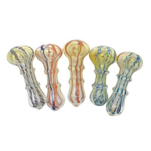 [49251-G] Frit Rope Ring Fumed Hand Pipe 3.5"