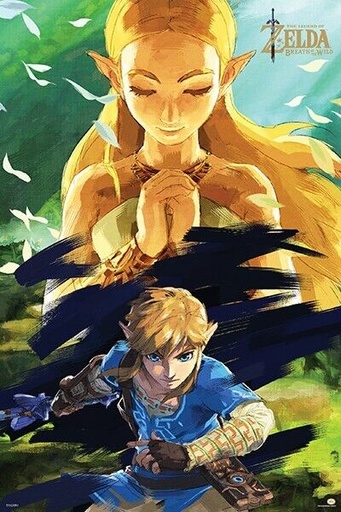 Zelda Breath of the Wild - Zelda and Link - Poster 24" x 36"