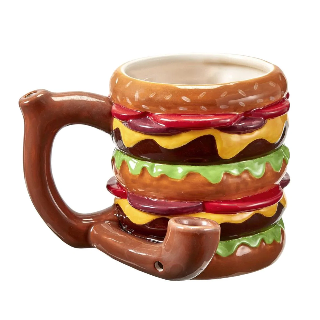 Ceramic Double Cheeseburger Mug Pipe 18oz