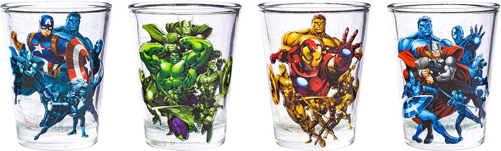 Marvel Team Avengers 4pc Glass Shots Glassware Set