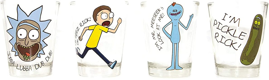 Rick and Morty 4pc Glass Shots Glassware Set