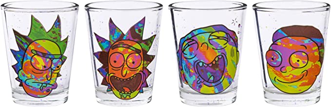 Rick and Morty Tie Dye 4pc Glass Shots Glassware Set