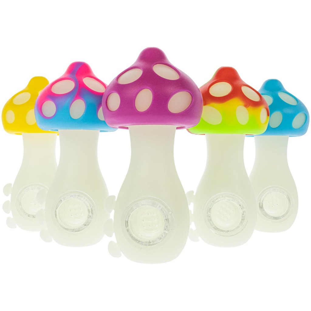 Silicon Mushroom Hand Pipe Glow in the Dark